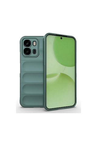 Maks Technology Oppo A6x Uyumlu Kılıf Esnek Tpu Oyuklu Arka Yüzey Tasarımlı Mkst Etnik Silikon Kapak - Koyu Yeşil