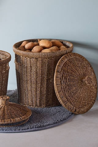 Bansko 2'li Koyu Kahverengi Patates Soğan Sepeti Koyukahverengı Hasır Kahve