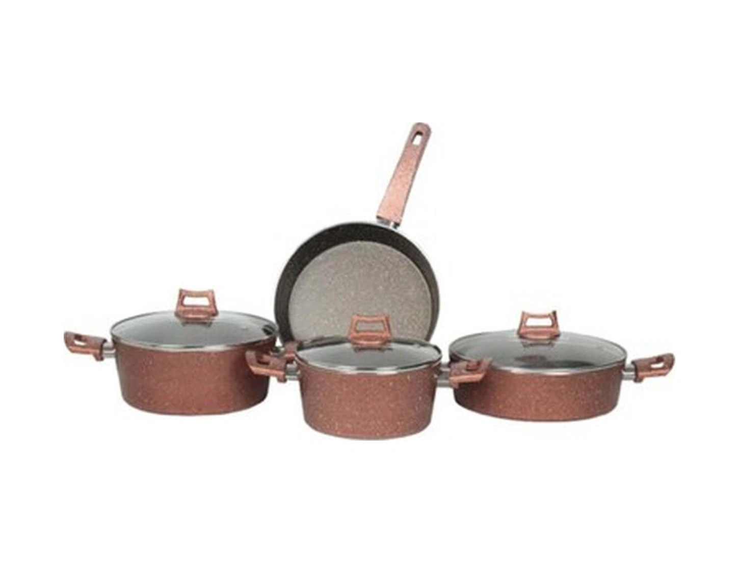Mehtap Orkide Bakır 7 Parça Tencere Seti Bakır - Siyah