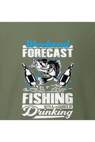 Wildstyle Fresh Fishing Renkli Balık Balıkçılık Deniz Baskılı Unisex Bisiklet Yaka Pamuklu Tişört Haki