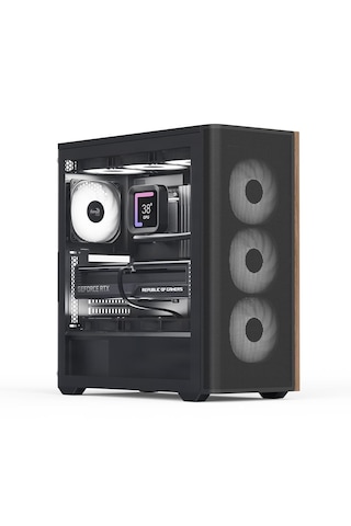 Aerocool D501a Black 4x12cm A-rgb Fanlı, Ahşap Ön Panel Detaylı,