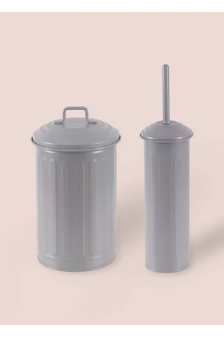 The Mia Çöp Kovası Tuvalet Fırçası Seti Açık Gri Krn0038