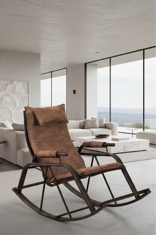 Sallanan Sandalye, Metal Ayaklı Tv Koltuğu, Sallanır Dinlenme Koltuğu, Demonte Sallanan Berjer Kahverengi