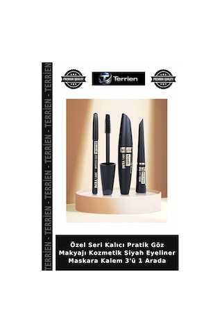 Özel Seri Kalıcı Pratik Göz Makyajı Kozmetik Siyah Eyeliner Maskara Kalem 3'ü 1 Arada