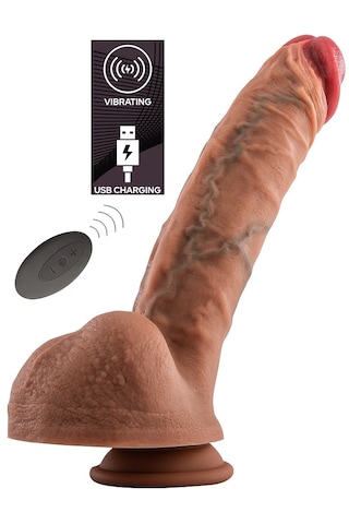 Erofoni Usb Şarjlı Uzaktan Kumandalı Titreşimli 27 Cm Çift Katmanlı Dildo Premium Vantuzlu Vibratör Penis