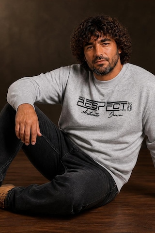 Starbattal Erkek Büyük Beden Sıfır Yaka 3ip Sweat Respect 24205 Grı Melanj-2867 Gri Melanj