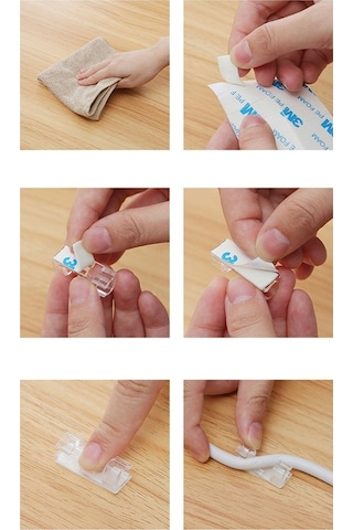 Şeffaf Kablo Sabitleyici Düzenleyici Klips Duvar Fayans Cam Yapışkanlı Kablo Tutucu 20 Adet 20li