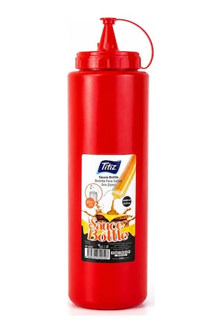 Titiz 700 Ml Sos Şişesi Seti Sarı Kırmızı Şeffaf Sızdırmaz Kapaklı 1 Adet
