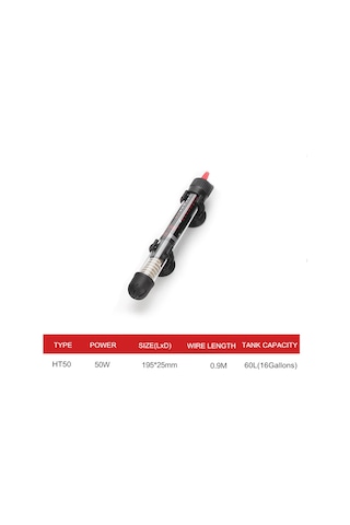 Ruicoo Akvaryum Otomatik Sıcaklık Regülatörü 50w - Sıcaklık Sabitlenir 20-34 C - Tamamen Sucan - Avrupa Şarjı - Su Turuncuğu Güvenliği