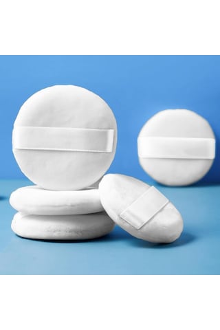 5 Adet Beyaz Yumuşak Kadife Yuvarlak Pudra Pufu, Göz Çevresi Ve Köşe Uygulaması, Fondöten Karıştırma İçin Makyaj Blenderi, Tüm Cilt Tipleri İçin Uygun