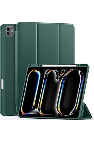 Apple Uyumlu iPad Pro 11 İnç M4 2024 Kılıf Pen Slot Charging Case Kalem Bölmeli A2836 A2837 A3006 Kapaklı Kılıf