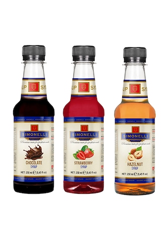 Simonelli Çikolata + Çilek + Fındık Kahve ve Kokteyl 3 x 250 ML
