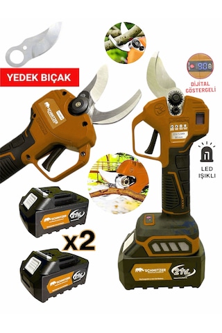 Schmıtzer 2budama-t Pro Set 21v Çelik Şanzuman 2 Pala Ve Zincir Şarjlı Dal Ağaç Kesme Bağ Budama Makas Testere