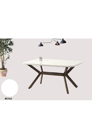Anka Açılır Mdf Masa Tesla Metal Ayak Mutfak,salon,yemek Odası Masası 80x130 Cm Beyaz