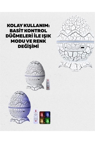 Dinazor Yumurta Gece Lambası Çok Renkli