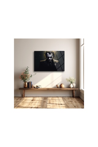 Joker Üzerine Cam Tablo Modern Sanat Tablosu Solmayan Canlı Renkler Salon Ve Oturma Odası Anlamlı Hediye Seçeneği Kolay Montaj Askılı