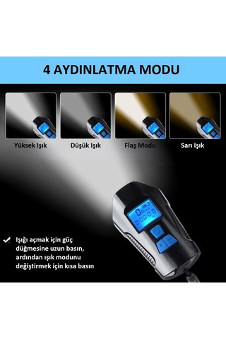 Venaliastore 120db Bisiklet Korna Far 6 Zil Sesi 5 Sürüş Modu