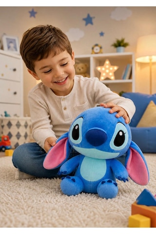 Stitch Peluş Oyuncak 30 Cm Yumuşak Hediyelik Sevimli Oyun Ve Uyku Arkadaşı Orta Boy Mavi