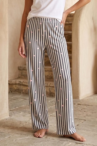 Remsa Büyük Beden Kadın Çizgili Kalp Desen Viskon Kumaş Penye Battal Tek Pijama Alt 23 Gri01