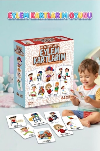 Eylem Kartlarım Çocuklar İçin Eğitici Dil Ve Zeka Geliştirme Oyunu Eğlenceli Ve Öğretici Oyun Seti