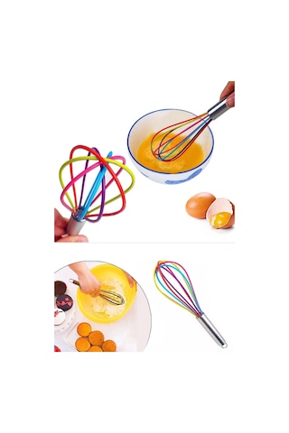 Silikon Çırpıcı Metal Saplı Renkli Çırpma Teli Renkli