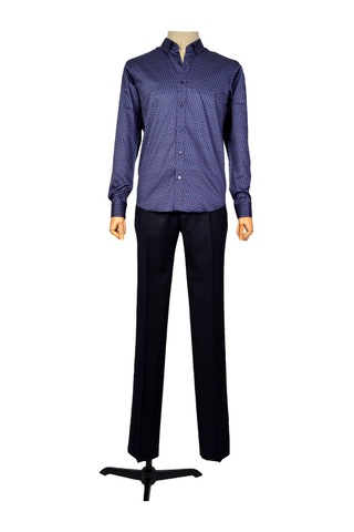 Standart Yaka Çiçek Damla Desen Gömlek Slim 001