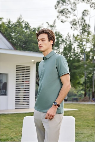 New Performance Premium Polo T-shirt 100% Pamuk Merserize Bambu Yeşili
