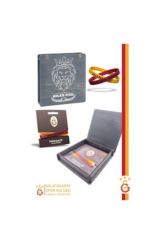 Galatasaray Orijinal Lisanslı Armanın Peşinde 2'li Yetişkin Bileklik Hediyelik Ahşap Kutulu Sarı - Kırmızı