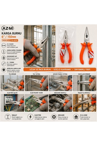 Azm Kargaburnu 6 İnç Turuncu Saplı Cr-v- 6'li Paket