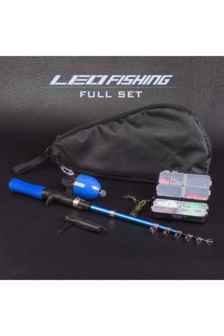 Lemestar Başlangıçcı Ve Çocuklar İçin Teleskopik Olta, Makara Ve Aksesuarlarıyla Tam Olta Seti Mavi/yeşil Seçenekli