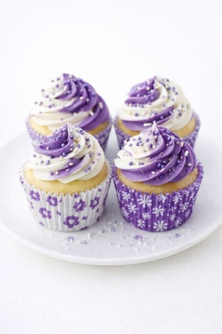 100 Adet Muffin Airfryer Cupcake Kağıdı, Mor Tasarımlı Desenli Kağıt Muffin Kek Kalıbı - 1 Paket Çel Diğer