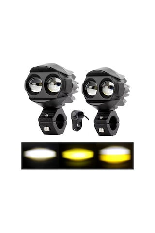 Motosiklet Sis Led Beyaz Ve Sarı Işık 2 Adet Led, 1 Adet Anahtar