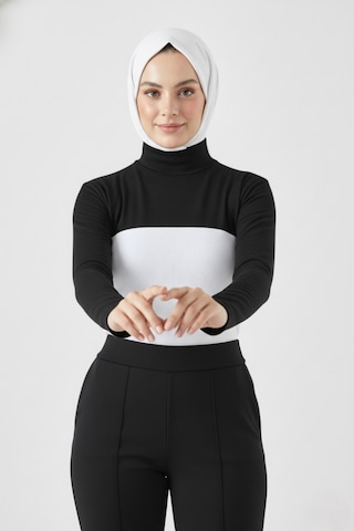 A02teks Dik Yaka Boyunluklu Kolluk Uzun Kollu Boyunluk Tesettür Boyunluk Balıkçı Yaka Bodysuit Siyah