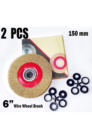 2 Pc- 6 '' Çelik Tel Tekerlek Fırçası Suçlu 1/2 '5/8' 3/4 '7/8' 1 'tezgah Öğütücü