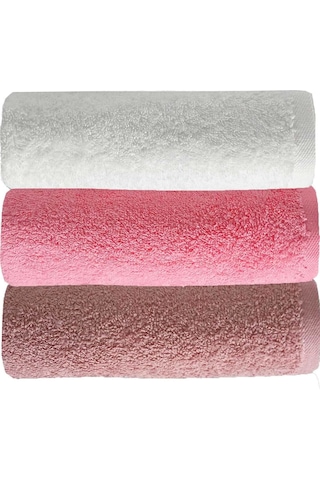 3 Lü Düz Renk El Yüz Havlu Seti %100 Pamuklu 50x90 Cm Gül-pembe-beyaz Çok Renkli