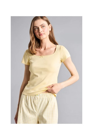 Defacto Regular Fıt Kısa Kollu 2li Kareli Şortlu Ribana Açık Sarı Pijama Takım G9860ax26smyl83 Sarı-yl83