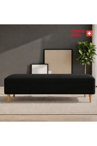 Smarto Relax Puf Babyface Ayaklı Puf 100 40 45 Cm Düz Tasarım Siyah