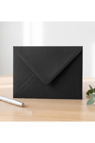 25 Adet 13x18 Cm Premium Kalite Davetiye Zarfı Siyah
