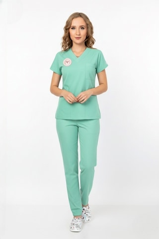 Unisex Bermuda Mint Yeşili Aile Sağlığı Çalışanları Likralı Scrubs Üniforma Takım Sağlık Bak. Yeni Yön. Uygun Mint Yeşili