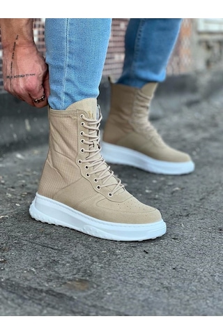 Wagoon Wg012 Bej Süet Uzun Bağcıklı Bot Çok Renkli