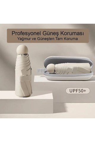 Bosile Özel Kılıflı Krem Şemsiye Kapsül Şemsiye