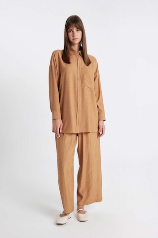 DeFacto Relax Fit Krinkıl Kumaş Uzun Kollu Tesettür Gömlek Tunik C6482AX24SMBN153