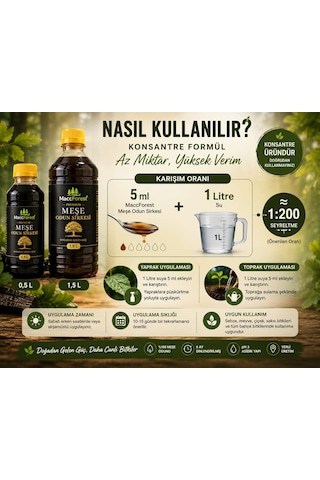 Maccforest Premium Meşe Odun Sirkesi %100 Meşe Odunundan 6 Ay Dinlendirilmiş Konsantre Formül / 0.5 Lt. 0.5 KG