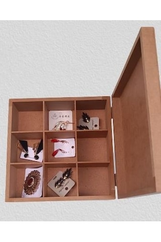 Hobi Dekoratif Model Takı Kutusu Bölmeli Ahşap HAM MDF El Yapımı