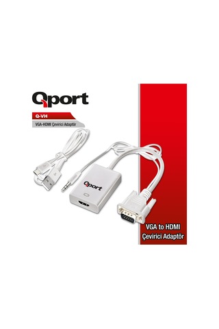 Qport Q-vh Vga To Hdmı Çevirici + Ses Kablosu