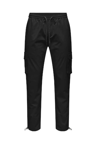 Only & Sons Erkek Onscommon Slim Fit Beli Lastikli Ve Bağlamalı Pamuklu Kargo Pantolon 22029750 Siyah Siyah