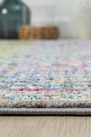 Seyran Monde 801 Çok Renkli Antialerjik Polyester Makine Halısı %100 Pamuk Taban, Düz Saçak Karışık Çok Renkli