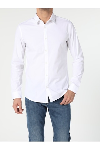 Colin's Super Slim Fit Shirt Neck Erkek Beyaz Uzun Kol Gömlek CL1041350_Q1.V1_WHT