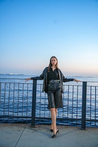 Kadın Suni Deri Bermuda Şort Frn61080 Yeşil