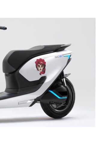Kızıl Saçlı Dövmeli Kız Sticker Araba Oto Motosiklet Karavan Etiket 00003 25x16 Cm